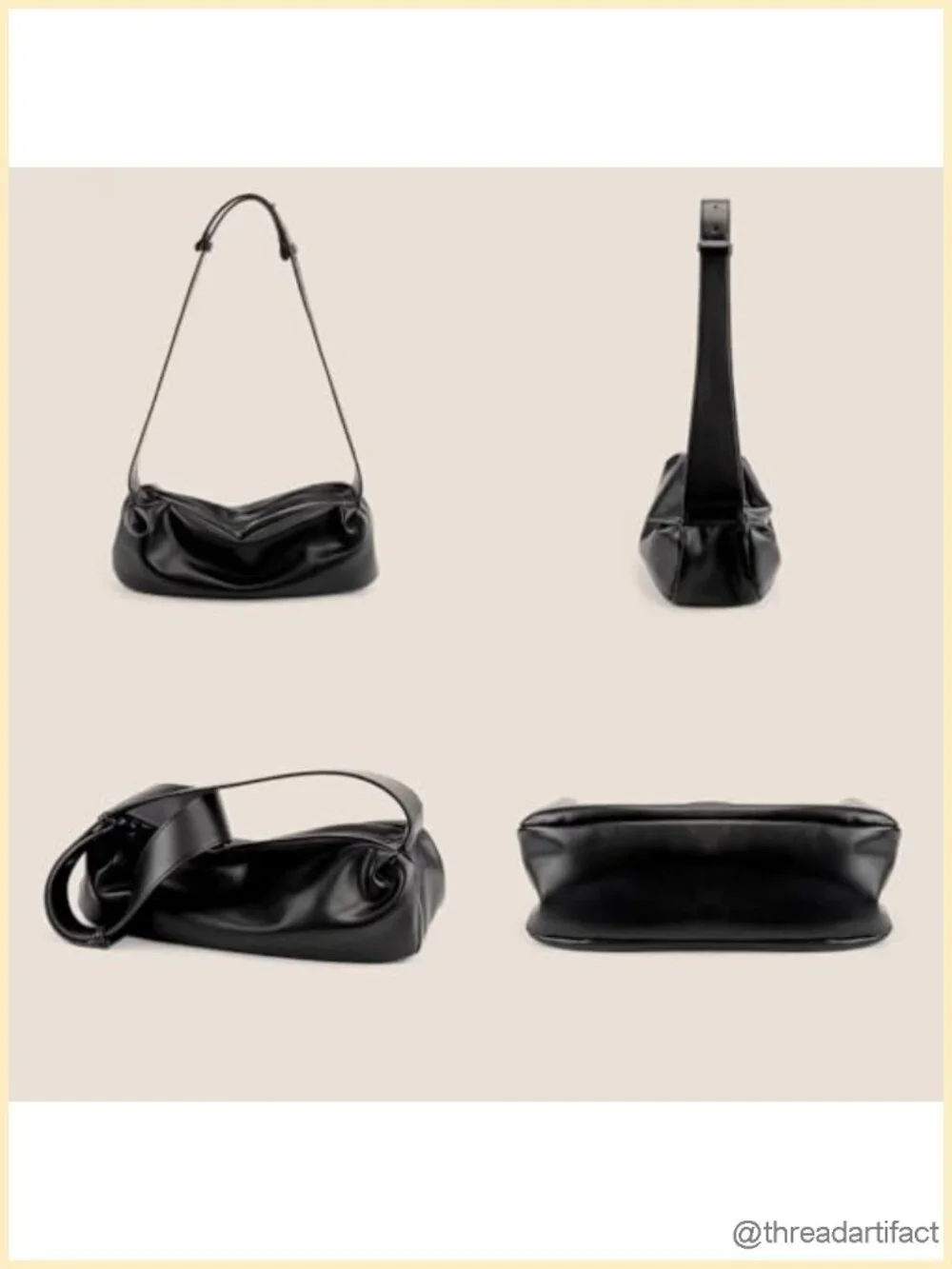 Faux Leather Crescent Crossbody Bag with Adjustable Strap, Slouchy Shoulder